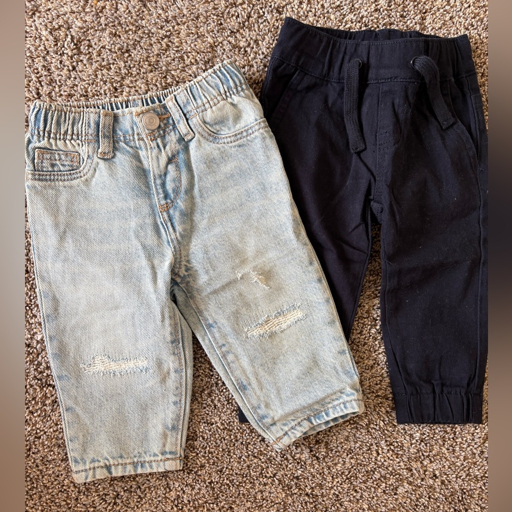 Old Navy Kids Light Blue Jeans and navy little bipsy Joggers